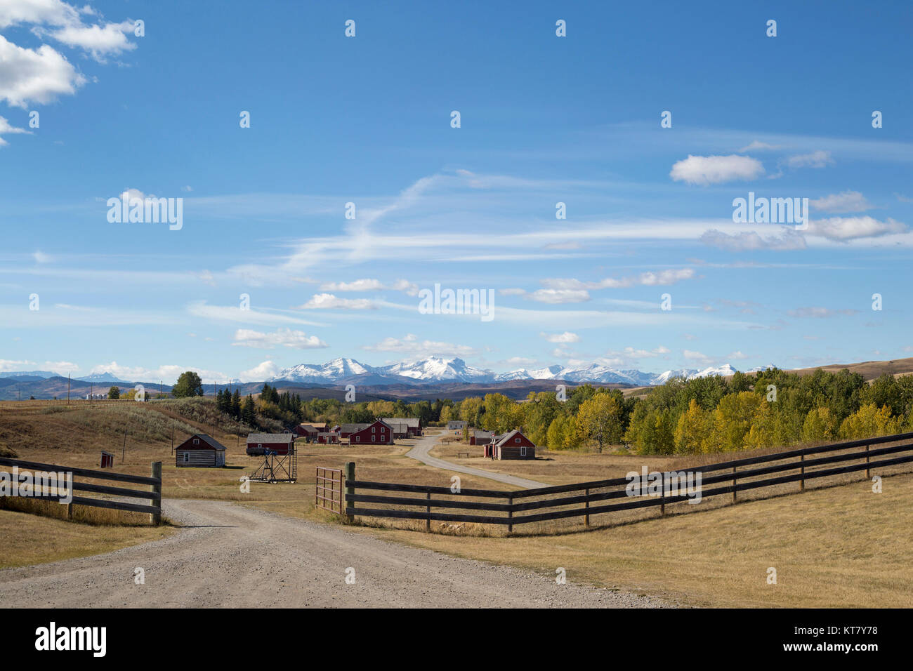 Bar U Ranch National Historic Site, a working ranch in the Rocky Mountain foothills of Alberta, Canada Stock Photo