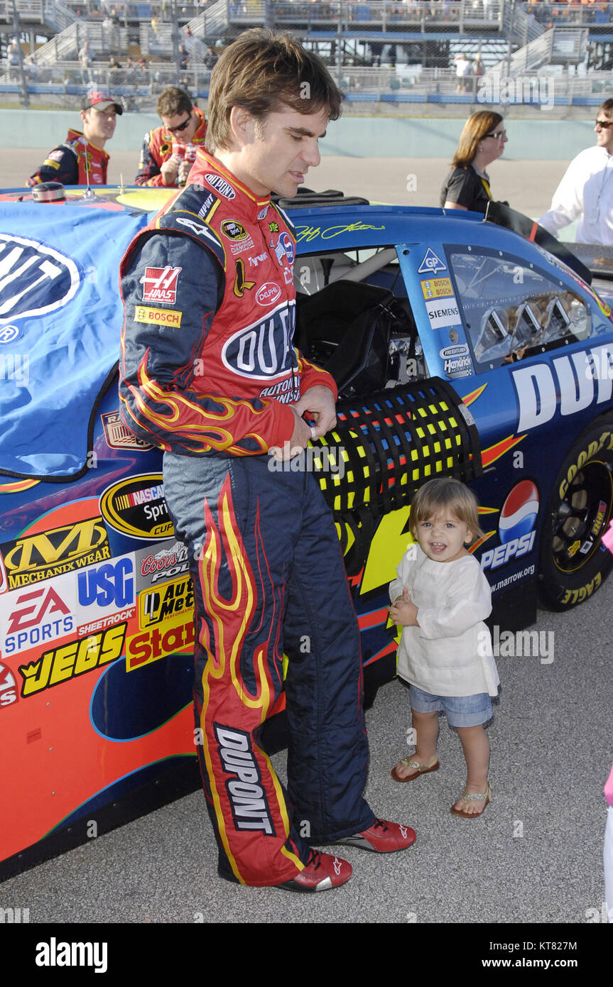 HOMESTEAD, FL - NOVEMBER 16: Jeff Gordon Daughter Ella Sofia before the start fo the race.  Jeff was joined by wife Ingrid Vandebosch at the 2008 NASCAR Sprint Cup Series Championship  at Homestead-Miami Speedway on November 16, 2008 in Homestead, Florida.   People:  Jeff Gordon, Ella Sofia Gordon,  Ingrid Vandebosch  Transmission Ref:  MNC Stock Photo