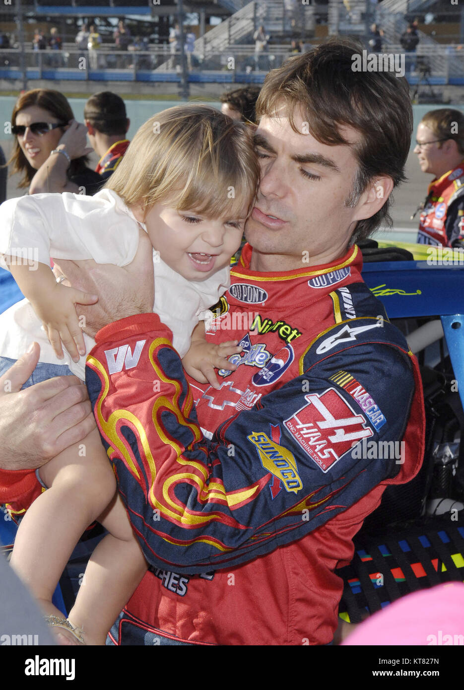 HOMESTEAD, FL - NOVEMBER 16: Jeff Gordon Daughter Ella Sofia before the start fo the race.  Jeff was joined by wife Ingrid Vandebosch at the 2008 NASCAR Sprint Cup Series Championship  at Homestead-Miami Speedway on November 16, 2008 in Homestead, Florida.   People:  Jeff Gordon, Ella Sofia Gordon,  Ingrid Vandebosch  Transmission Ref:  MNC Stock Photo