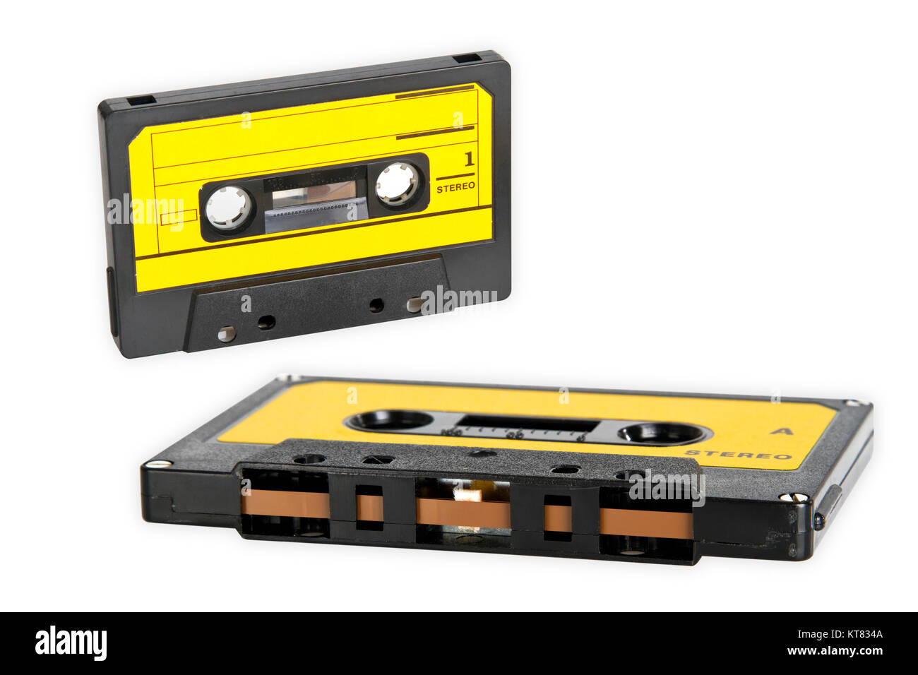 Freigestellte Musikkassette auf weißem Hintergrund Stock Photo