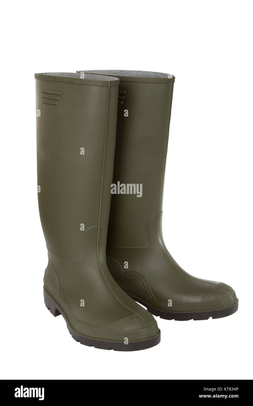Grenn Rubber Boots isolated on white background Stock Photo - Alamy