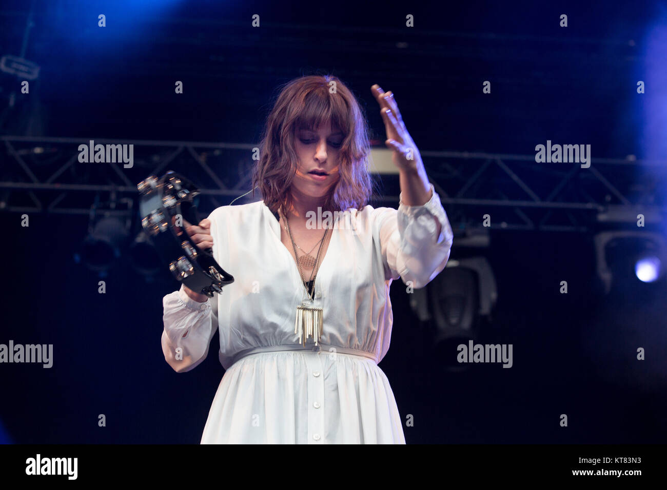 The Norwegian singer-songwriter and musician Susanne Sundfør performs a live concert at the Norwegian music festival Månefestivalen in Fredrikstad. Norway, 23/07 2016. Stock Photo