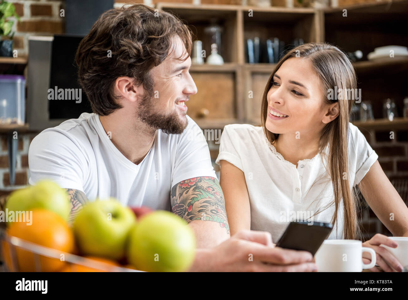 Couple using smartphone Stock Photo