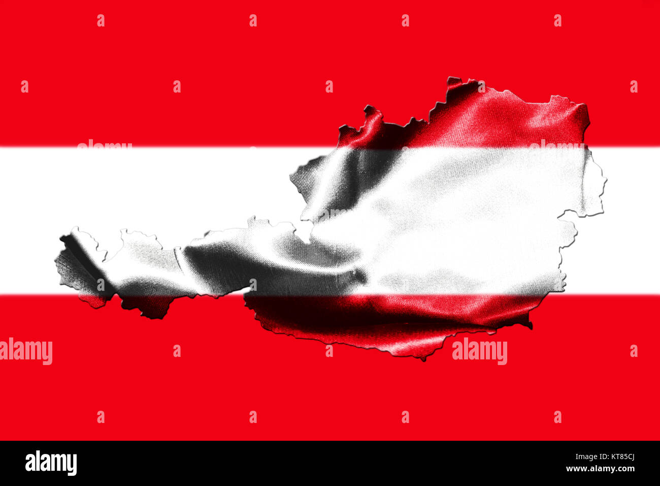 Map of Austria with national flag Stock Photo