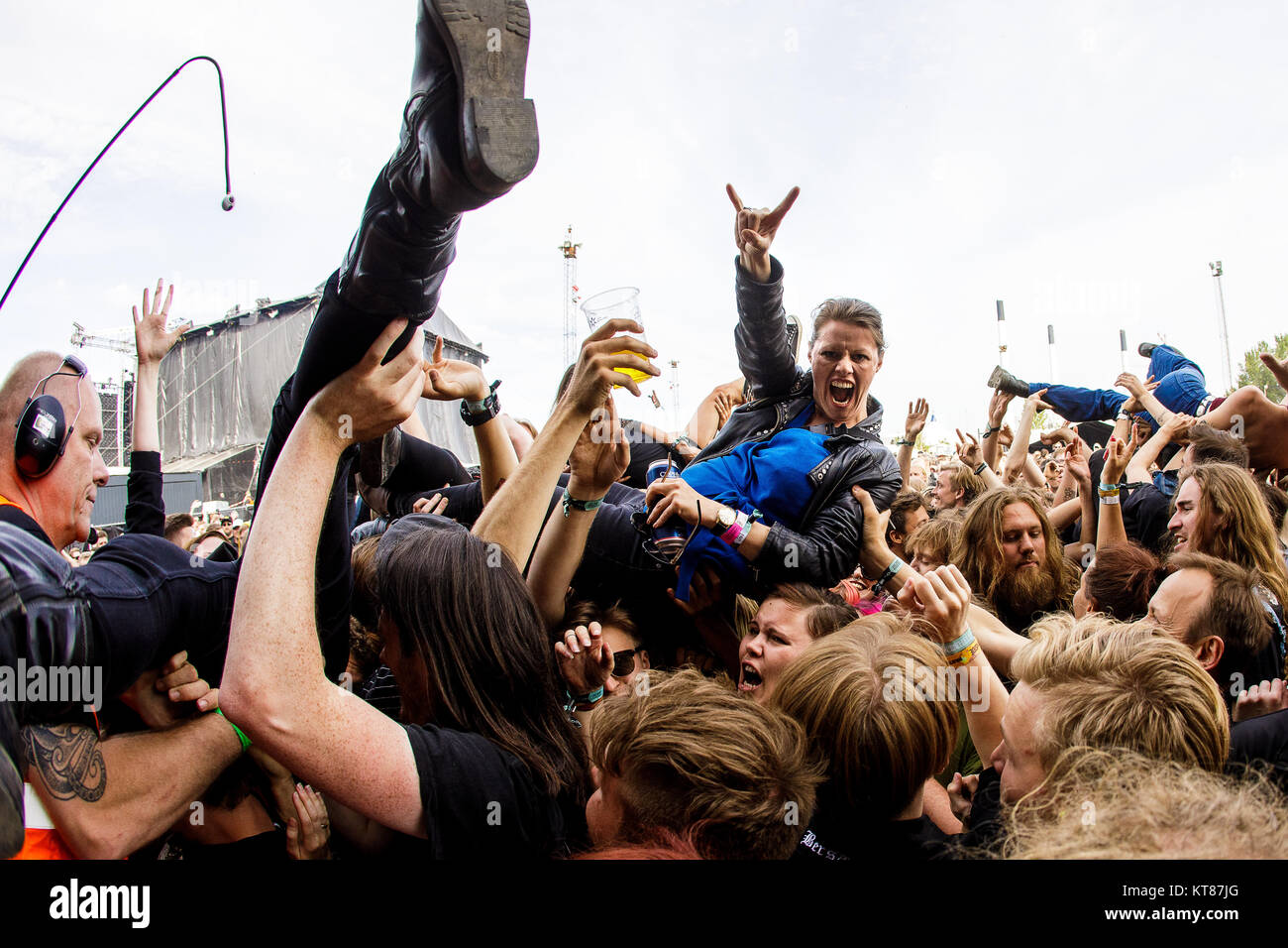 Woman crowd surfing concert hires stock photography and images Alamy