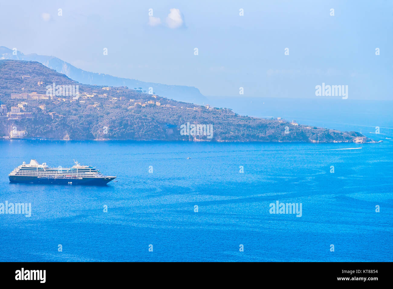 Cruise ship at Marina Grande port in Sorrento, Tyrrhenian sea, Amalfi