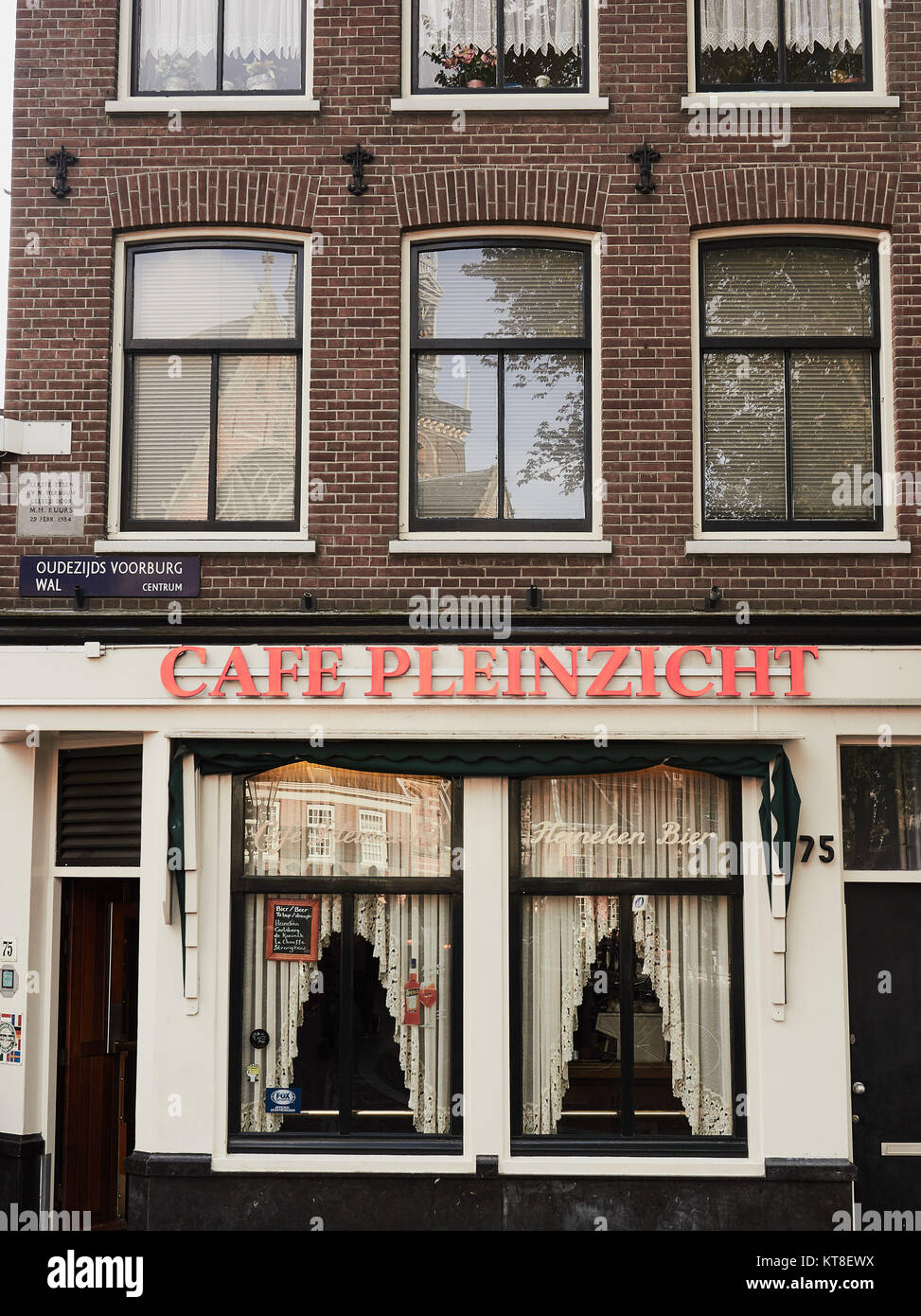 Cafe Pleinzicht in the red light district, Oudezijds Voorburg Wal, Amsterdam, Netherlands Stock Photo