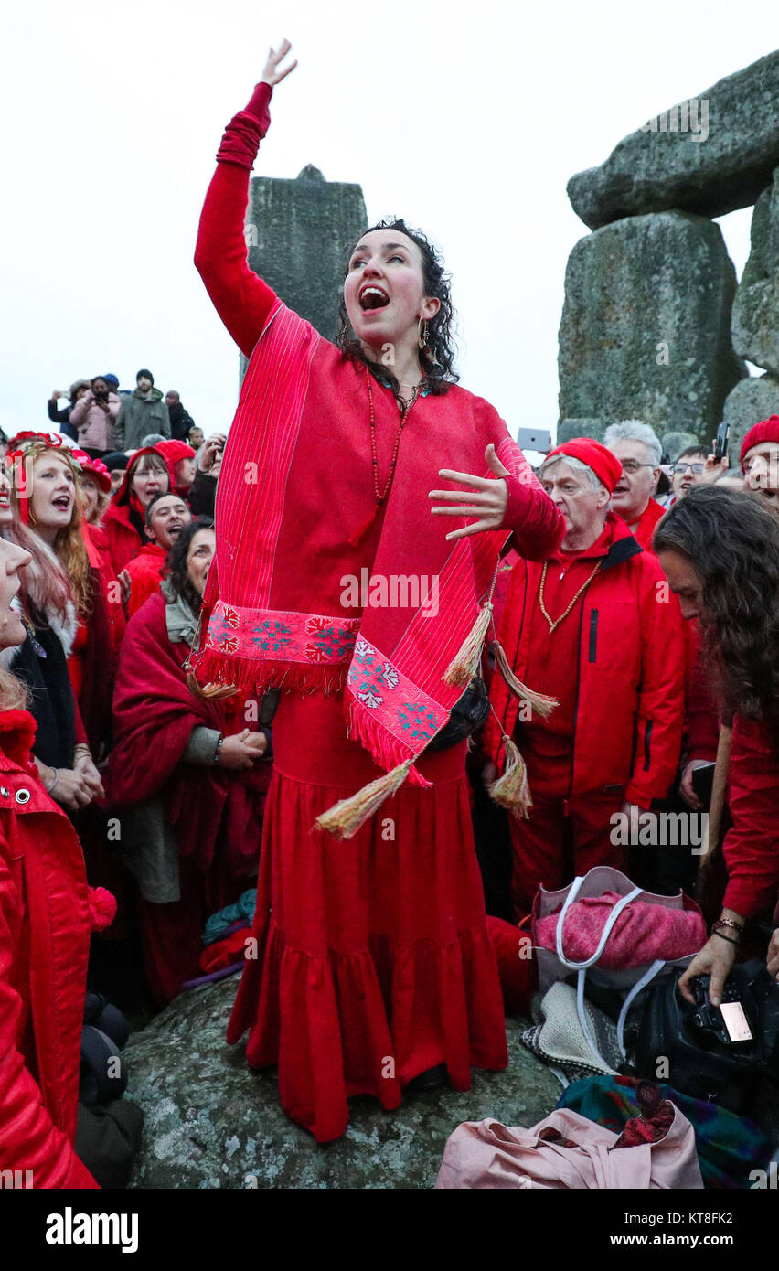 People gather at Stonehenge in Wiltshire on the winter solstice to ...