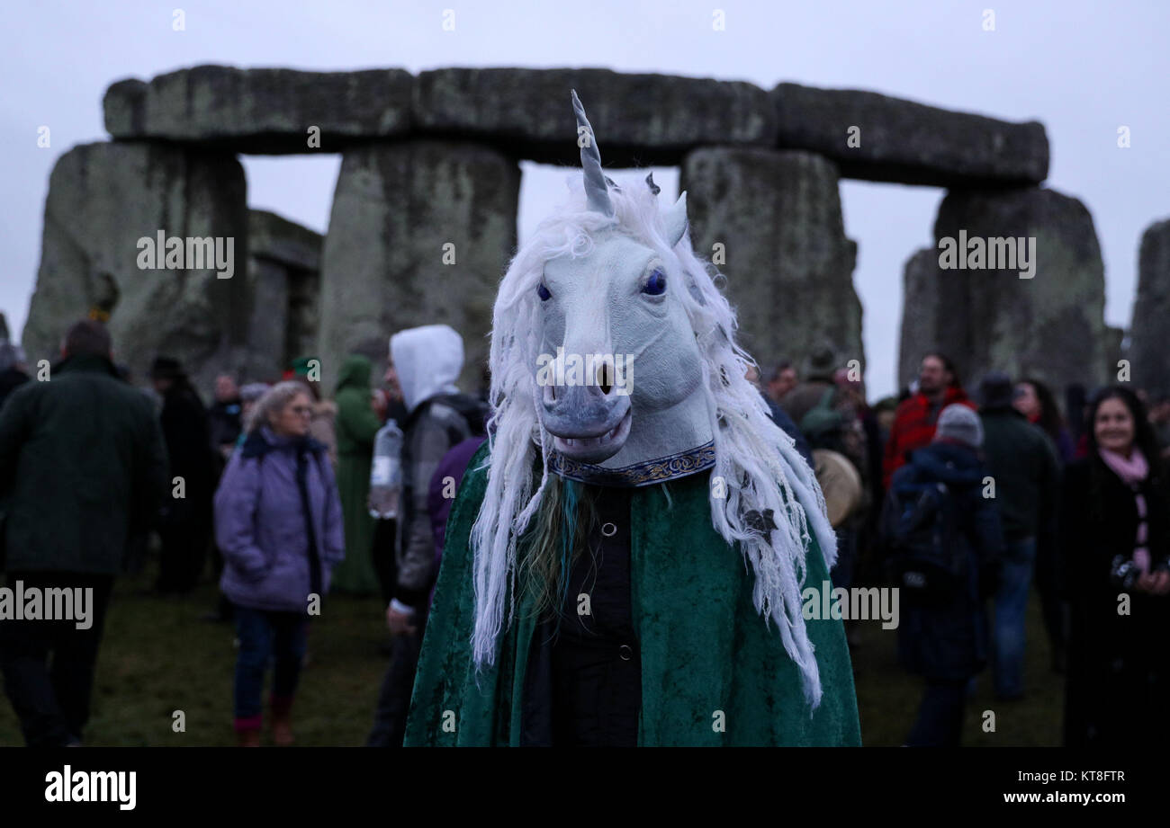 People gather at Stonehenge in Wiltshire on the winter solstice to ...