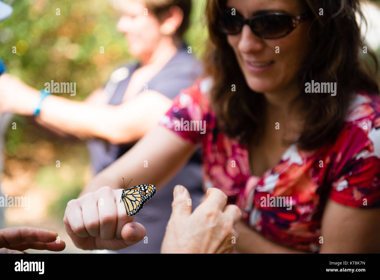 Stacey Rosenquist, from Arlington National Cemetery, releases a Monarch
