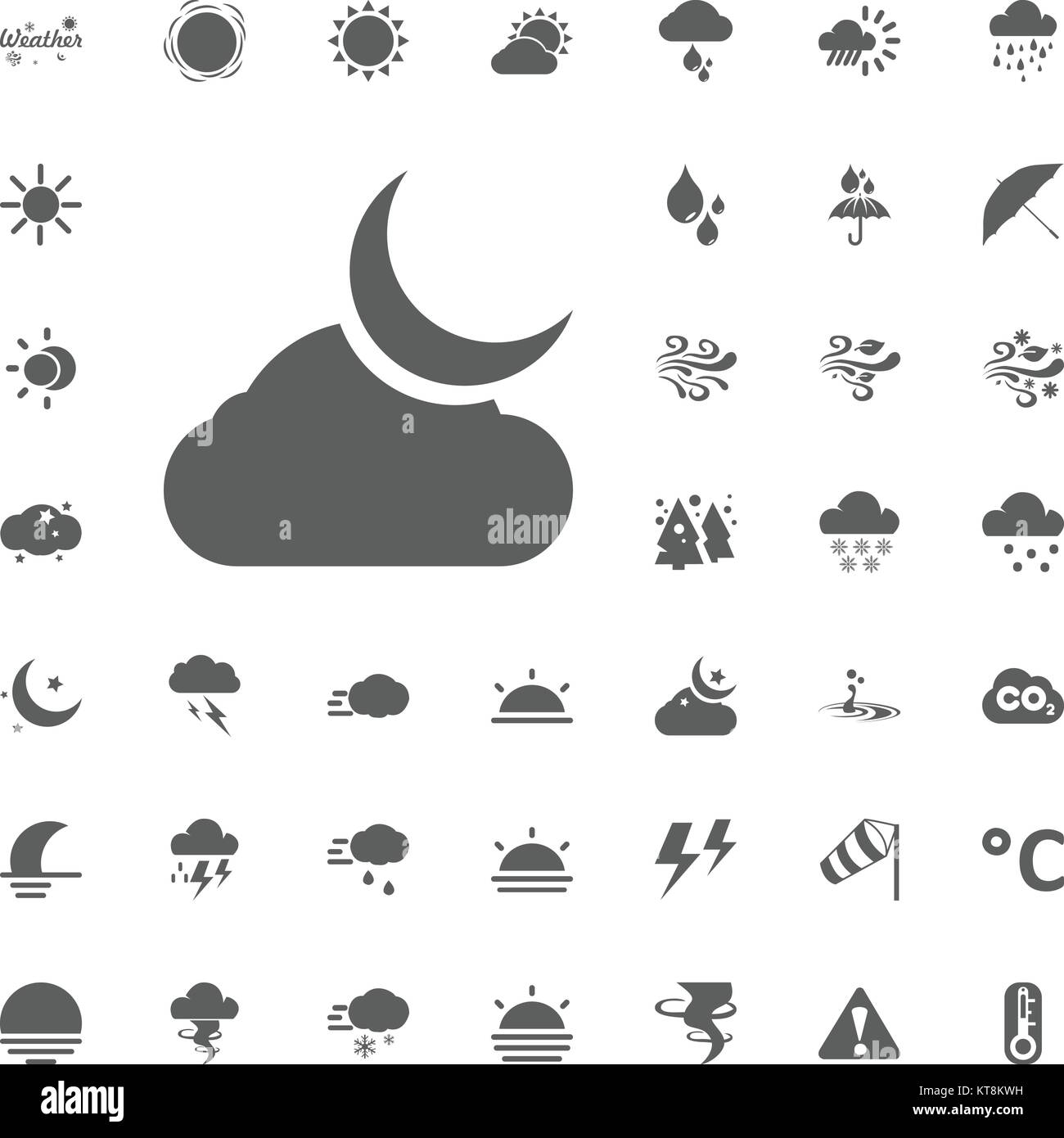 Moon and cloud icon. Weather vector icons set Stock Vector Image & Art ...