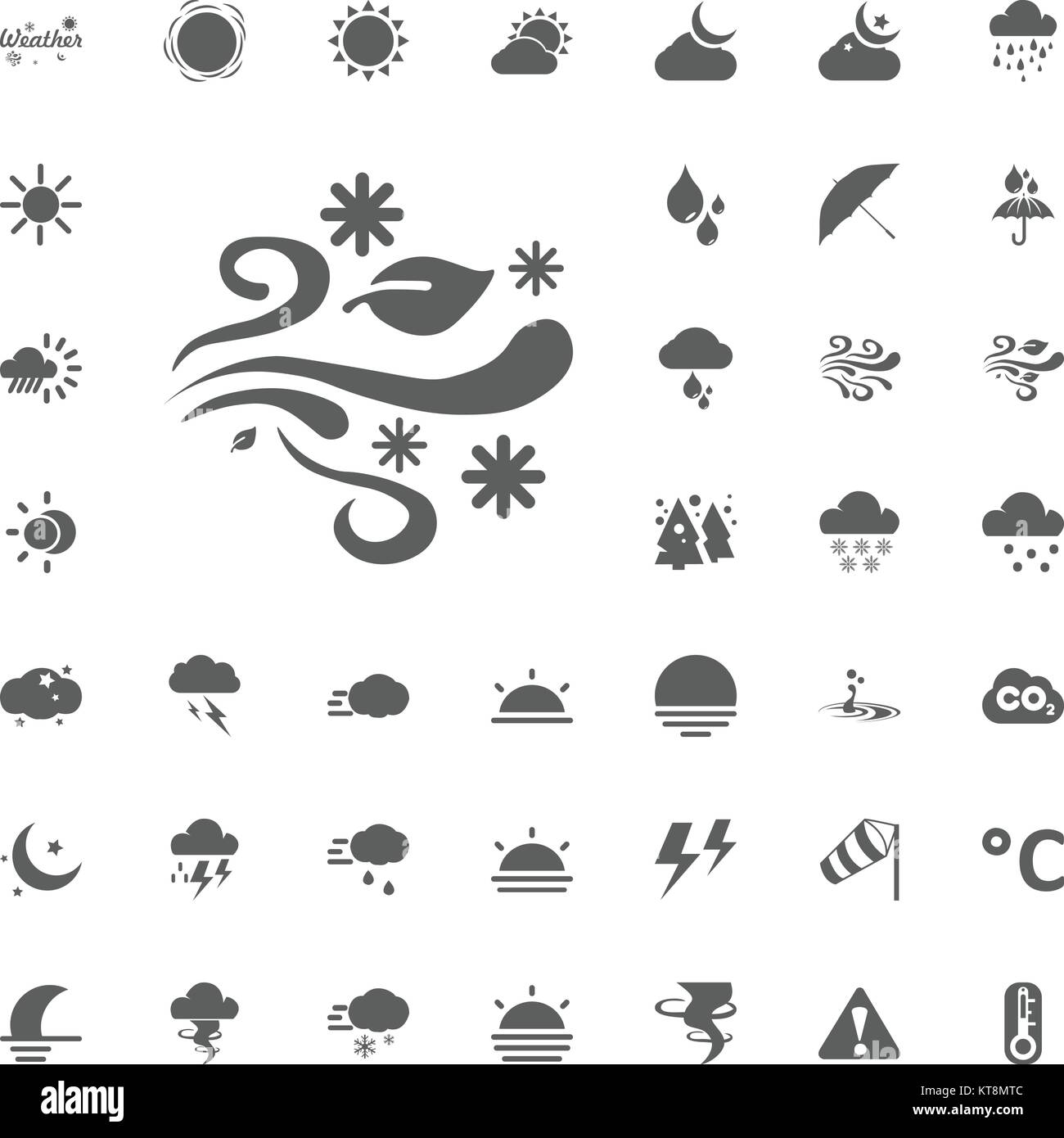 Wind and snow flakes icon. Weather vector icons set Stock Vector Image ...