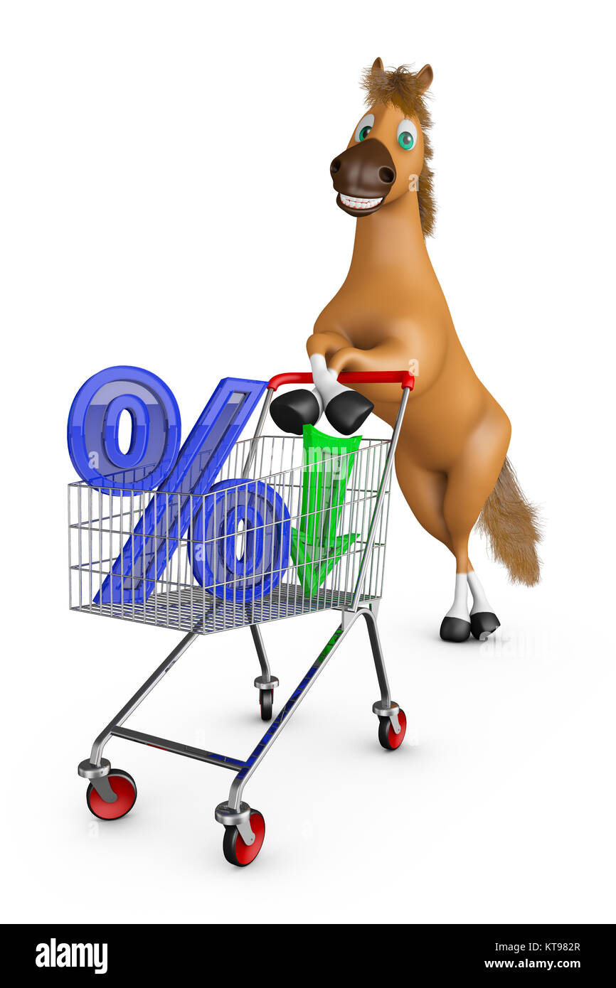 Horse with trolley and percent Stock Photo