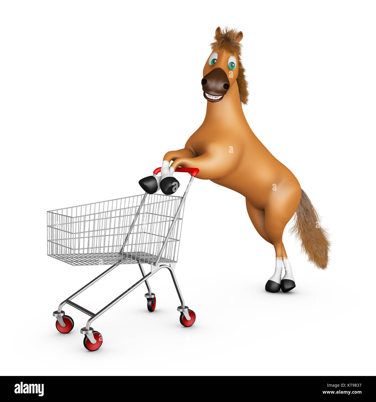 horse with a shopping cart Stock Photo