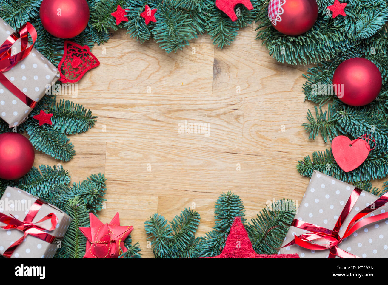 Christmas background frame with fir branches and other decorations like ...