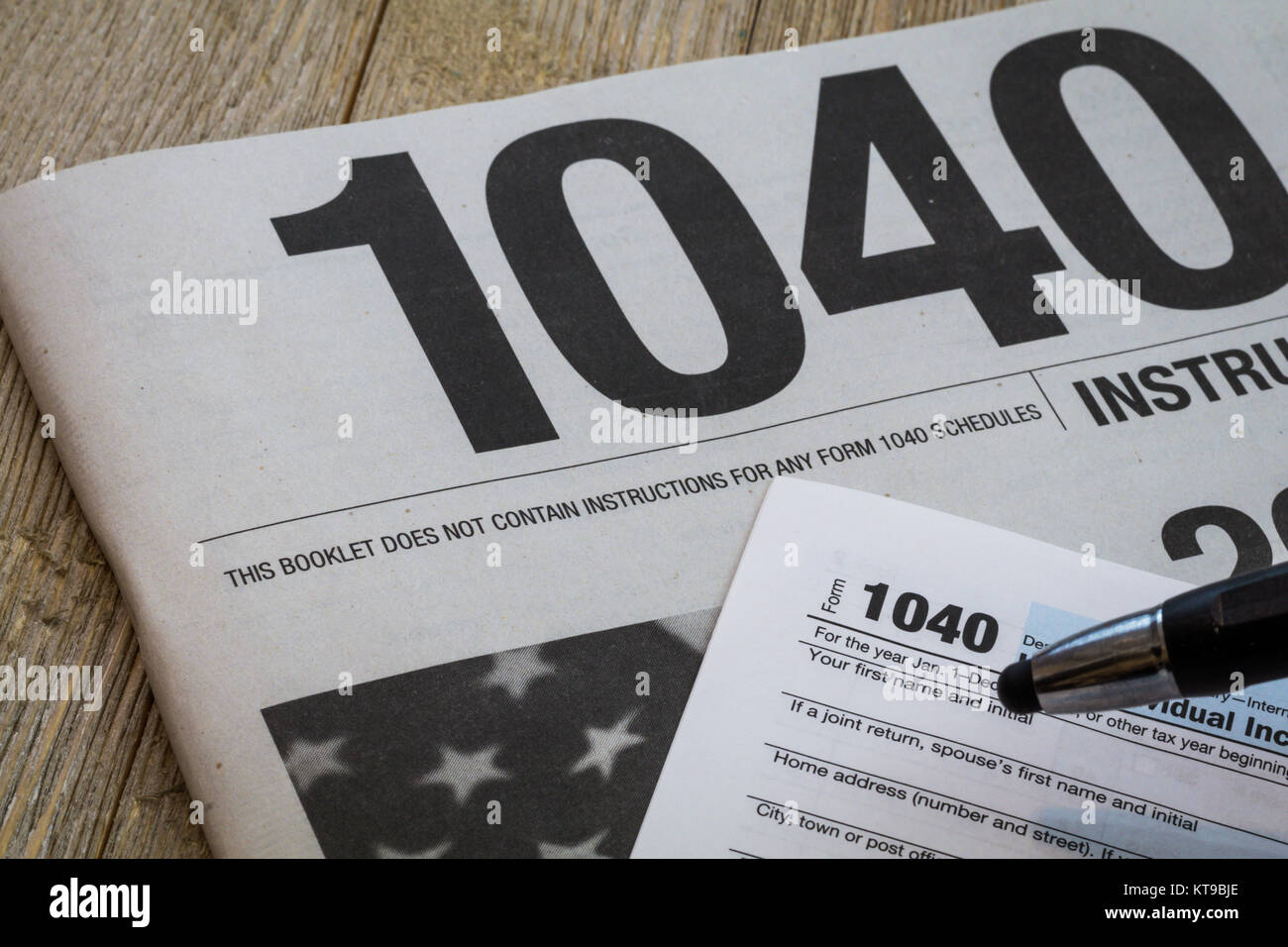 Tax preparation forms and tax booklet US 1040 Tax form Stock Photo Alamy