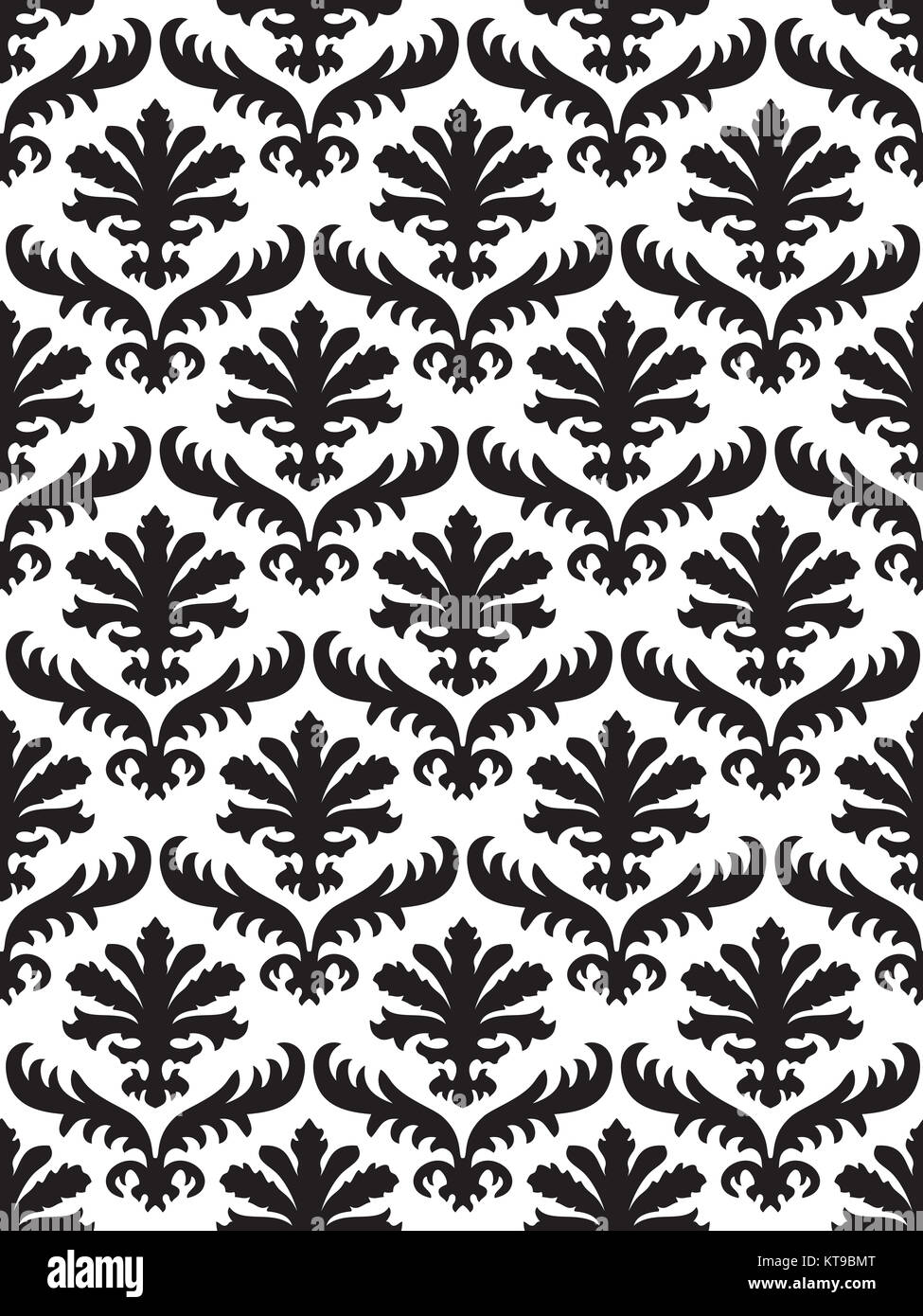 Vector damask seamless floral pattern black and white background Stock ...