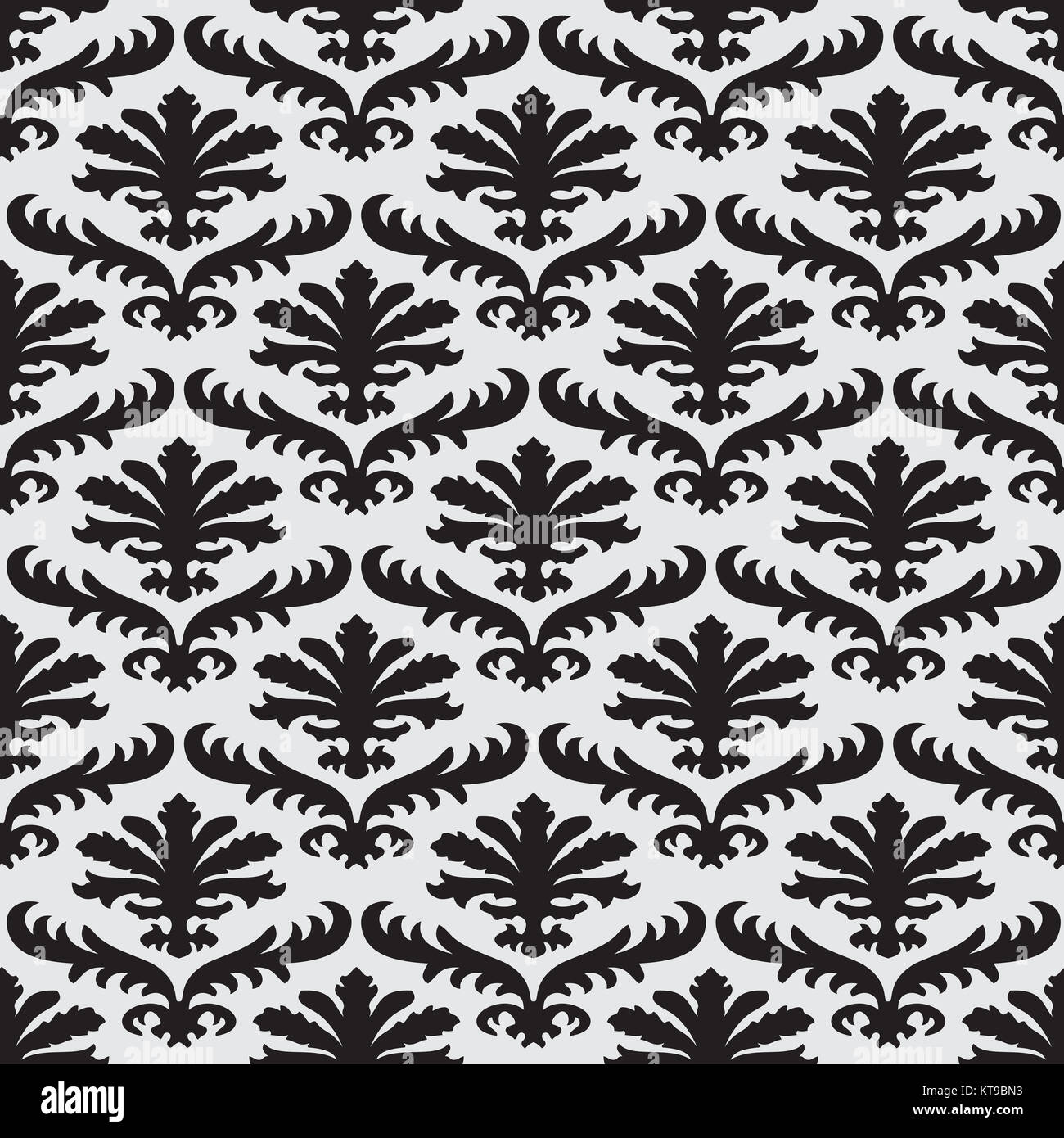Vector damask seamless floral pattern black and white background Stock ...