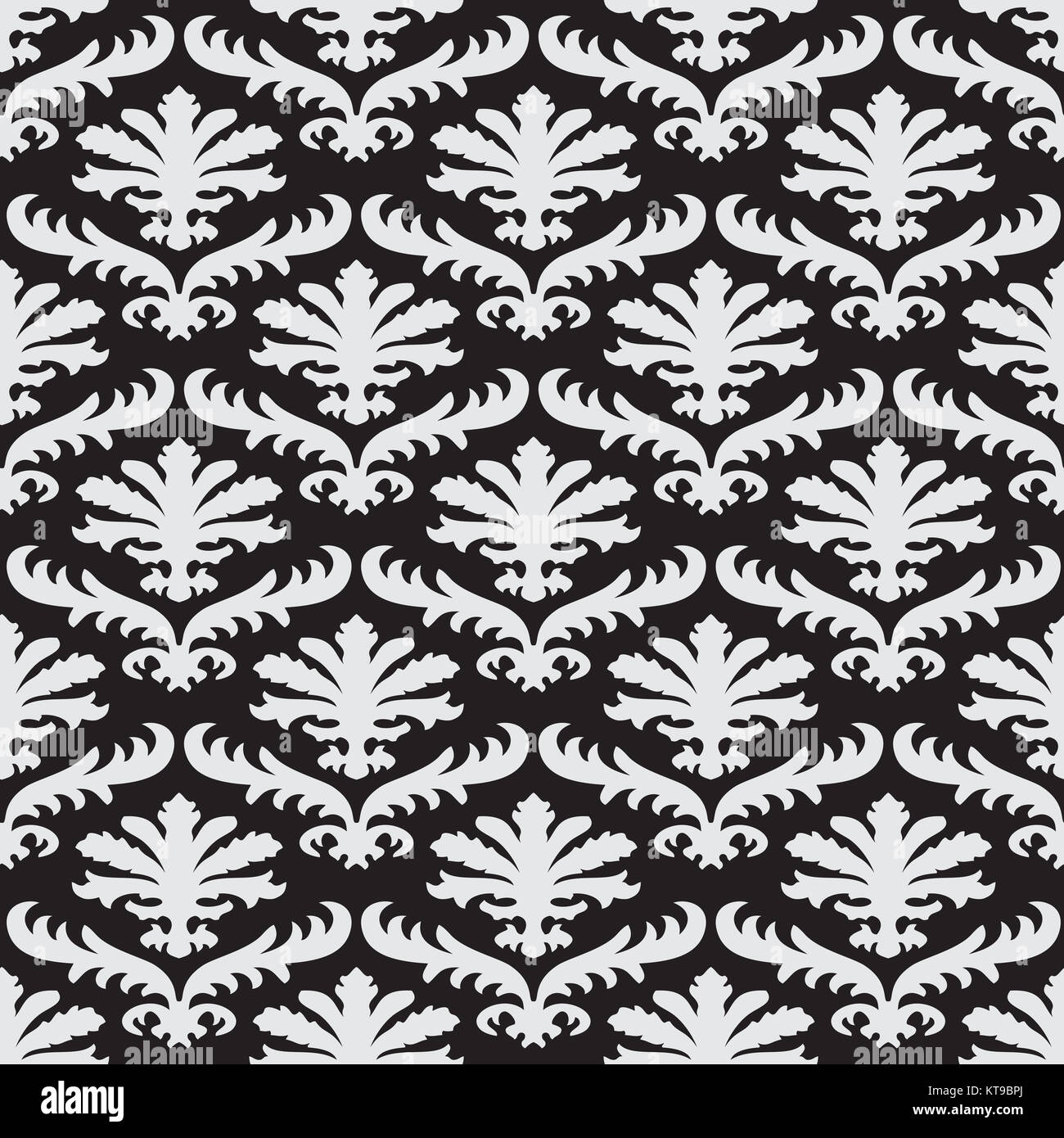 Vector damask seamless floral pattern black and white background Stock ...