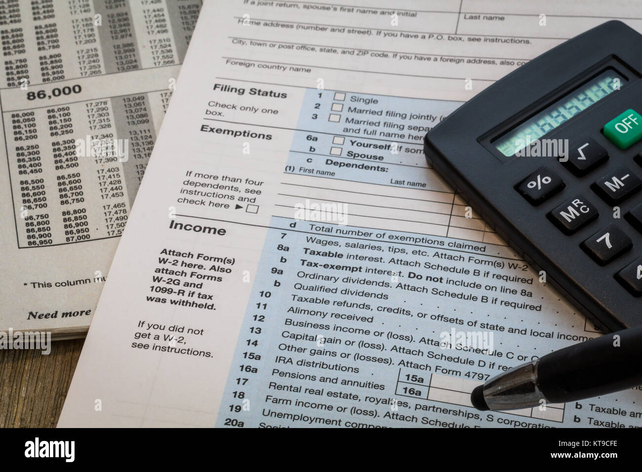 Tax preparation forms and tax booklet US 1040 Tax form Stock Photo Alamy