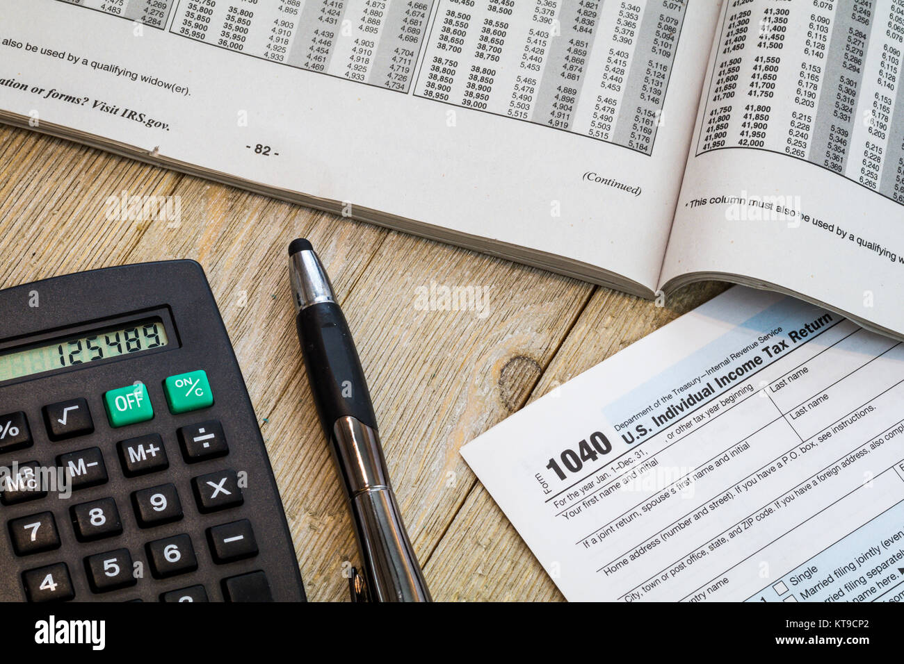 Tax preparation forms and tax booklet US 1040 Tax form Stock Photo Alamy