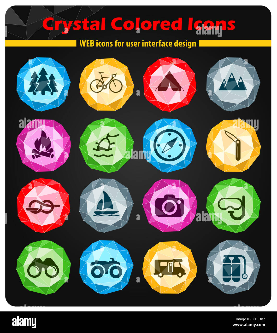 Active recreation icon set Stock Photo