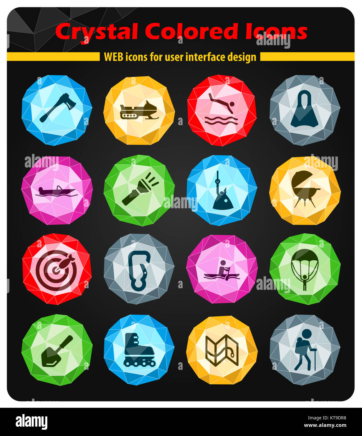 Active recreation icon set Stock Photo