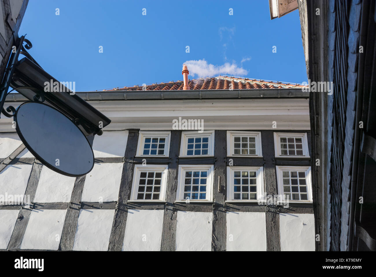 Ansicht Fassade von einem Fachwerkhaus in Hattingen, Deutschland. Stock Photo