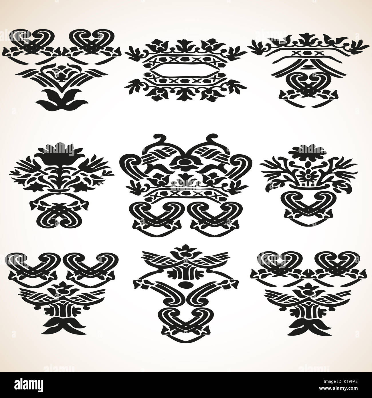 Set vector graphic vintage floral elements for design. Abstract bouquet ...