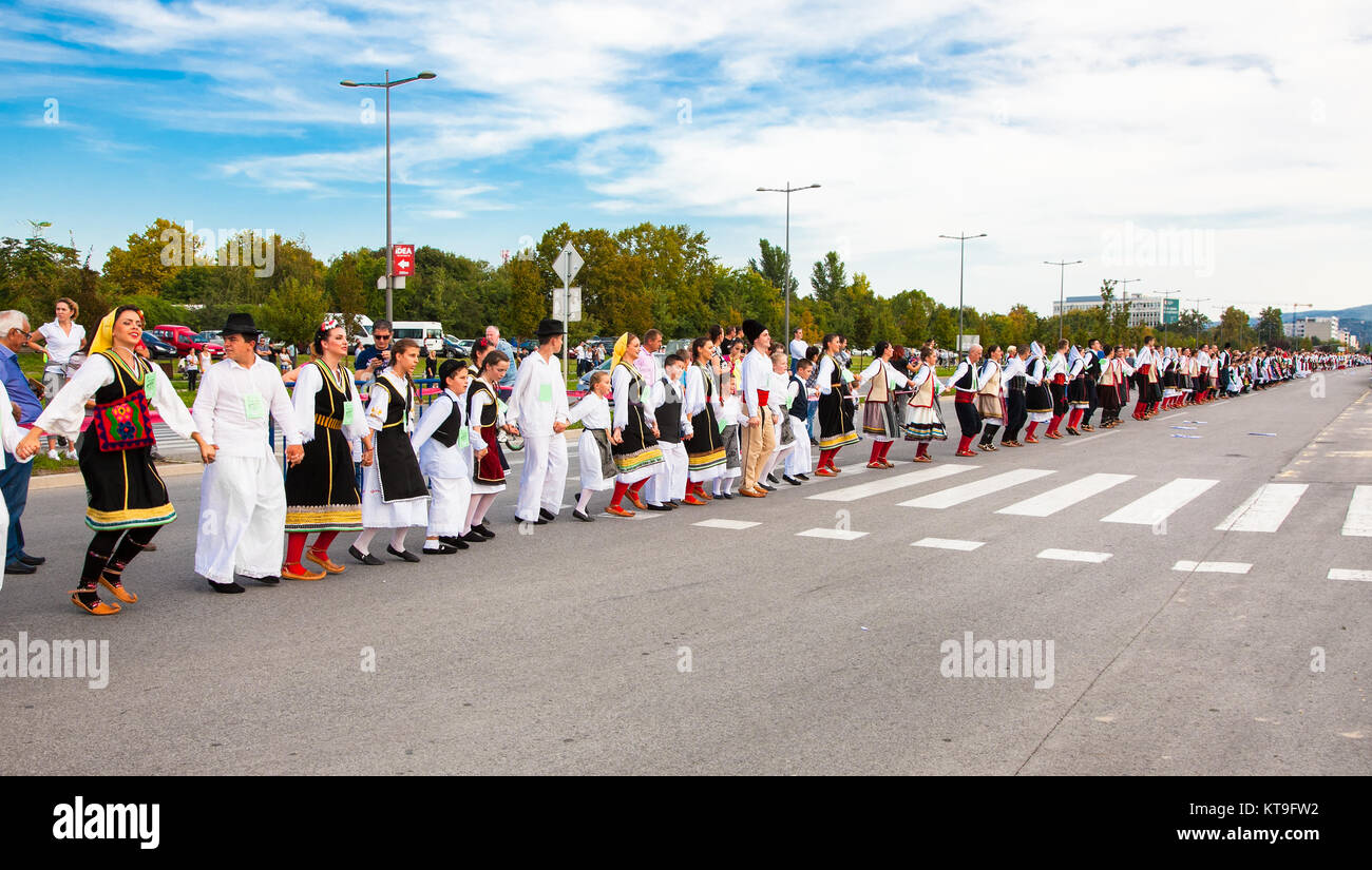 NOVI SAD, SERBIAOCT 4, 2015 Guinness World Record Largest Folk Dance