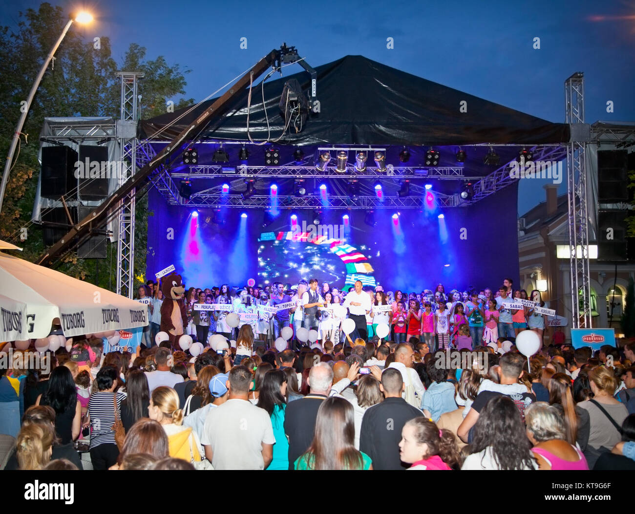 SABAC, SERBIA - JULY 15, 2013: The final concert of the 'Serbia in the rhythm of Europe ' on 15 July. 2013 in Sabac, Serbia. This is the largest event Stock Photo