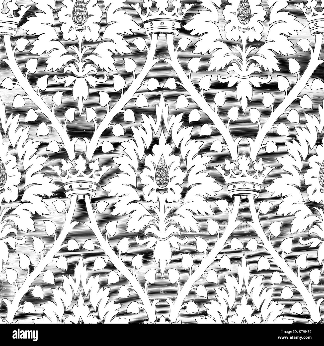 Floral pattern seamless vector black and white Stock Photo - Alamy