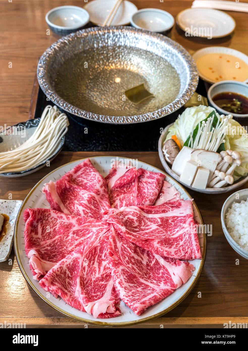 Wagyu beef Shabu hot pot set Stock Photo Alamy