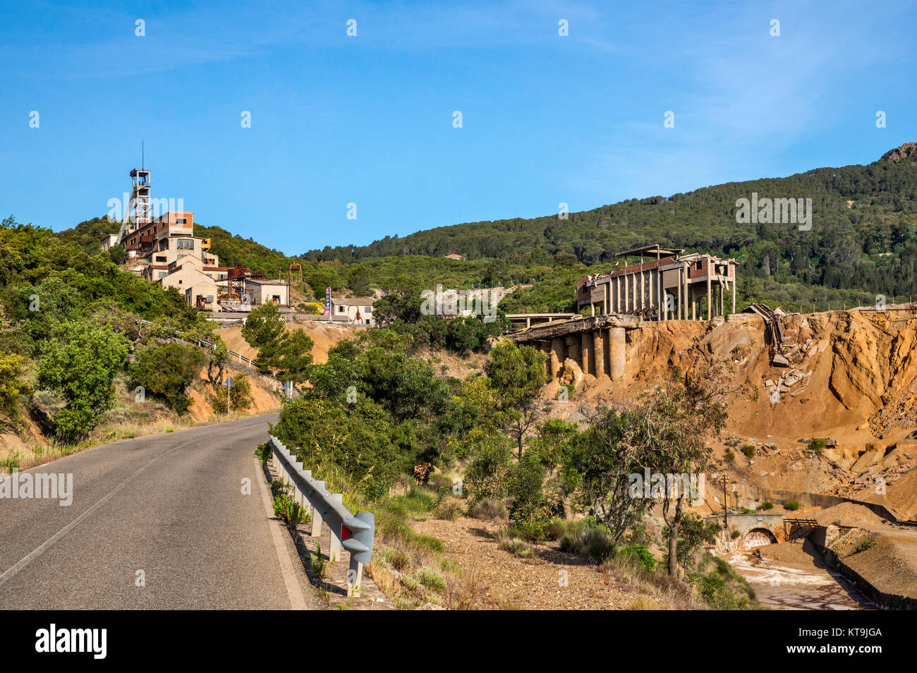 Mine shaft, ore processing buildings at Miniera Montevecchio, zinc and ...