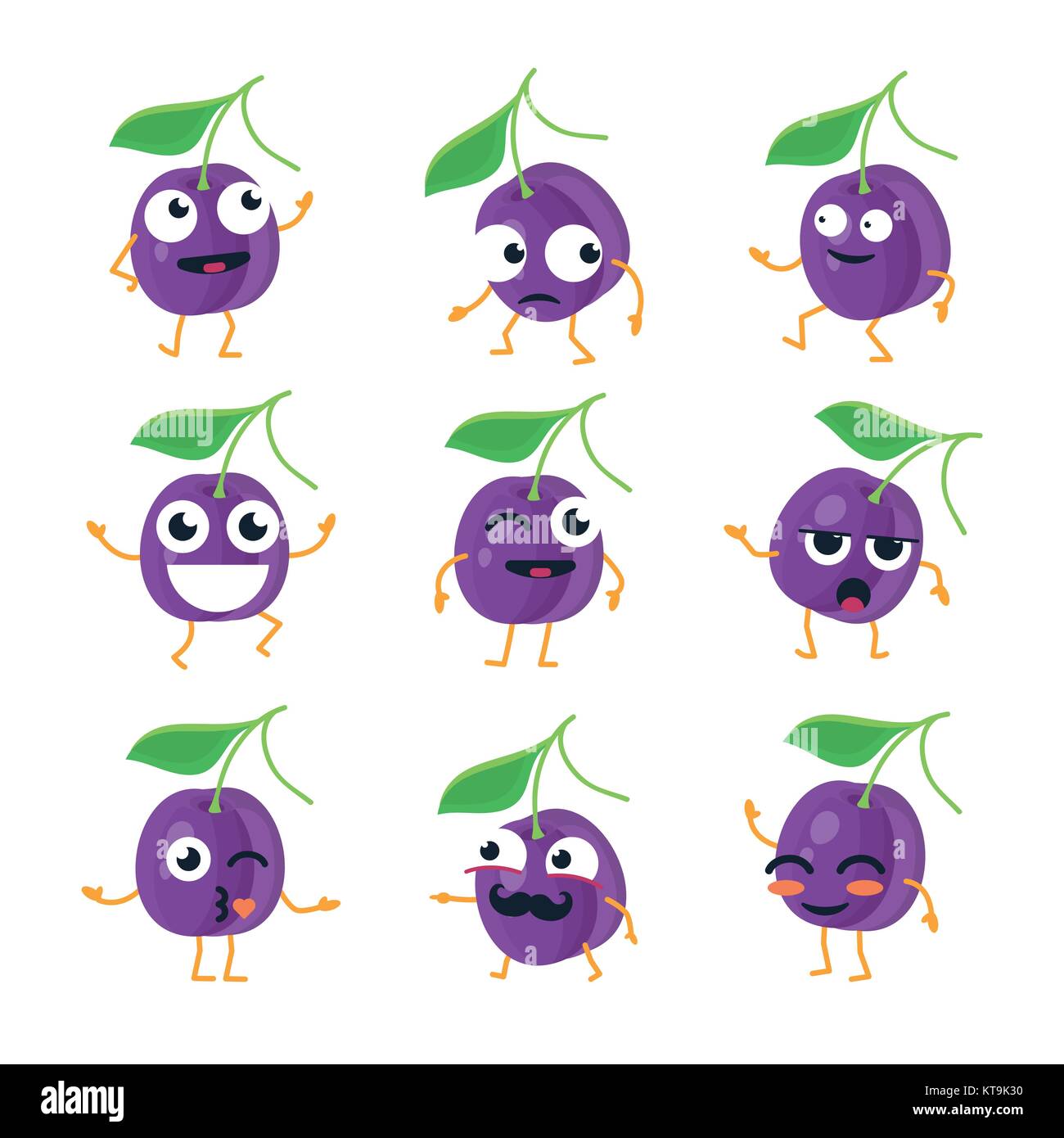 Plums vector isolated cartoon emoticons Stock Vector Image & Art Alamy