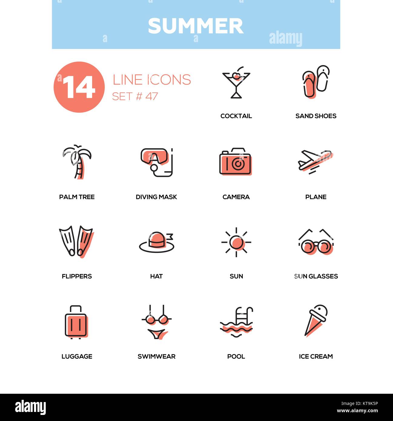 Summer concept - line design icons set Stock Vector Image & Art - Alamy