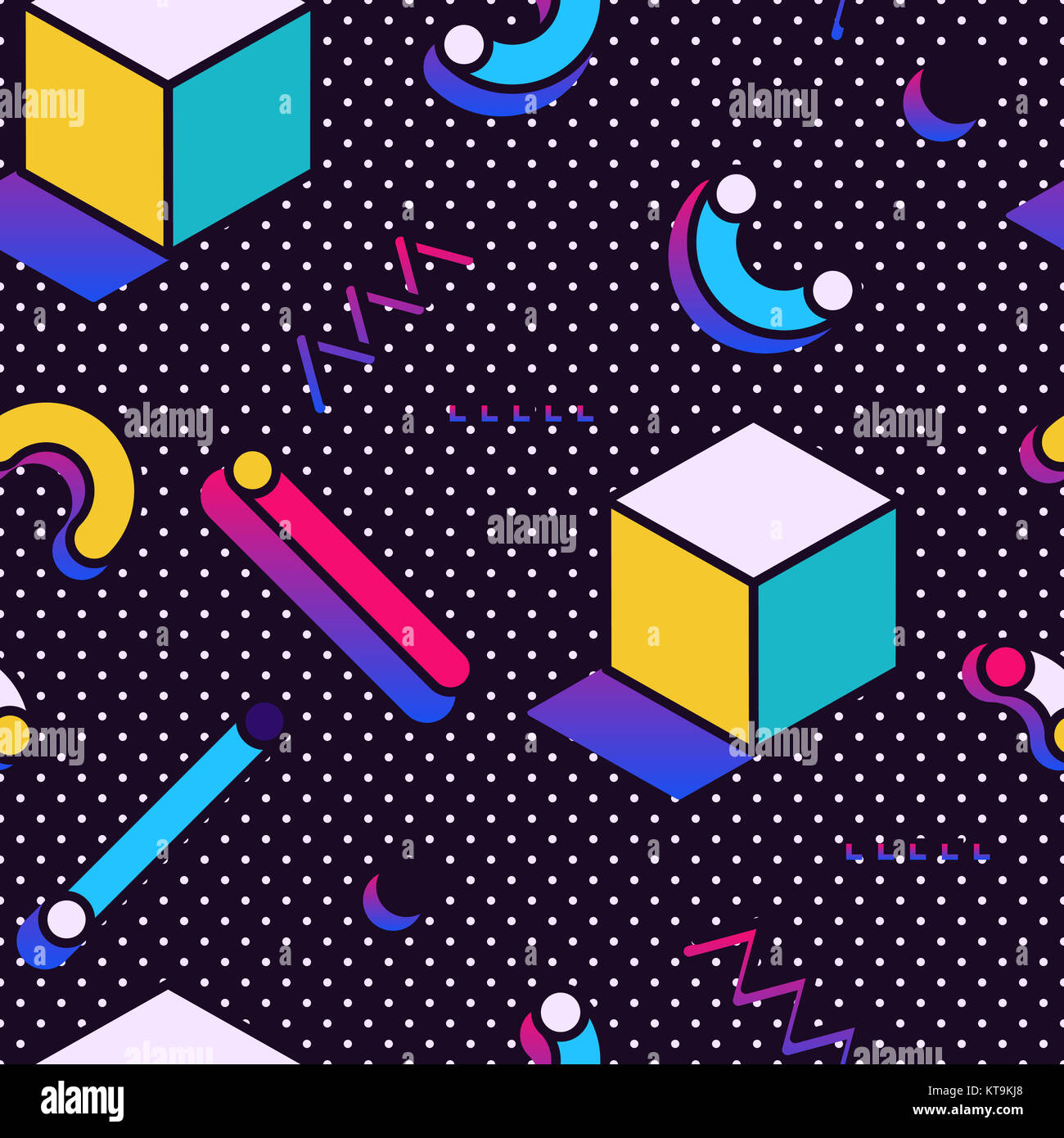 Seamless pattern in Memphis style Stock Photo - Alamy