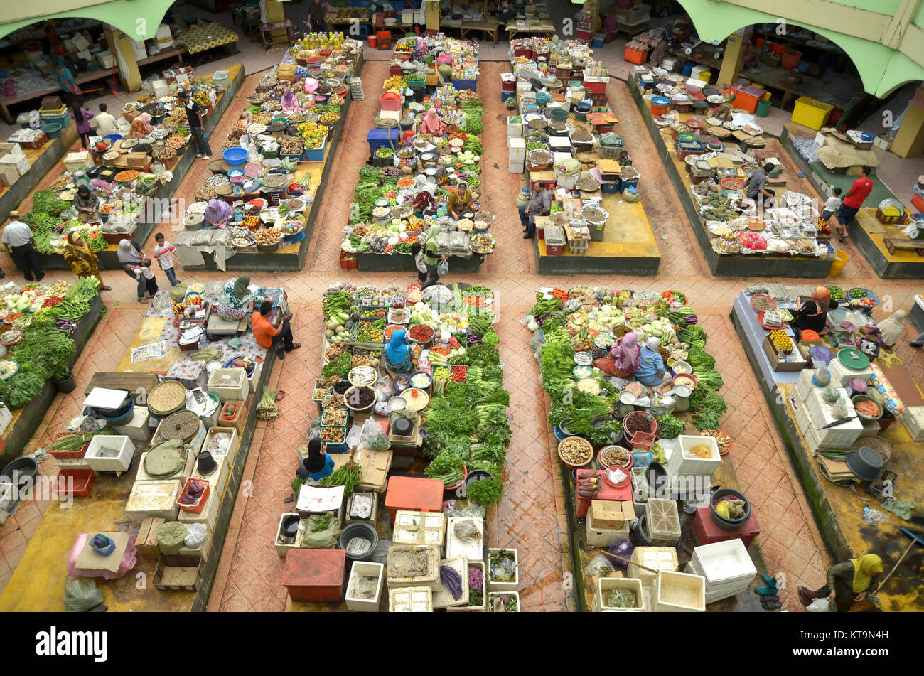 Kota Bharu,Kelantan,Malaysia - December 12th 2012 : seller and the interior environment Pasar besar siti khadijah fresh market located in Kota Bharu,  Stock Photo