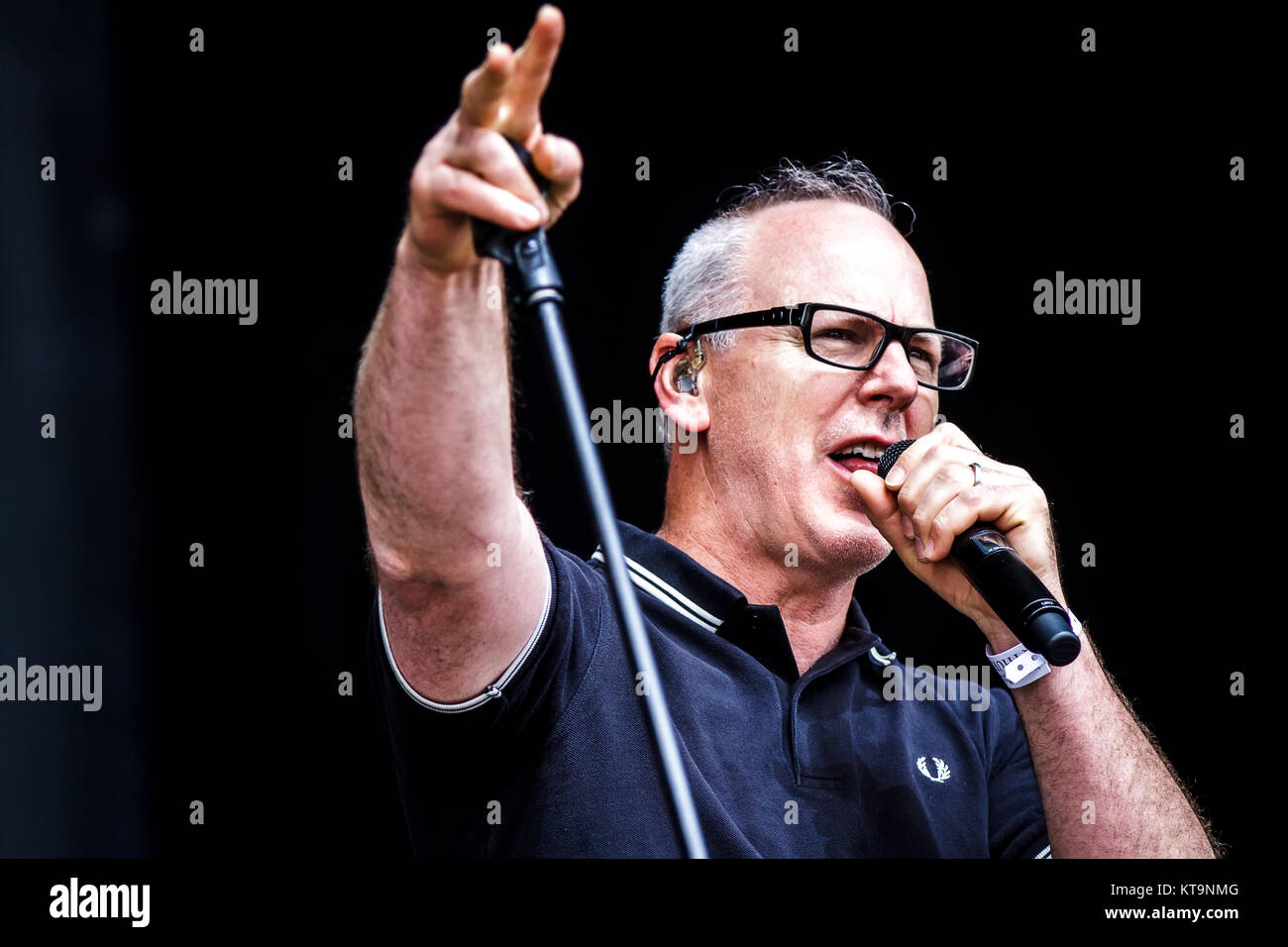 The American punk rock band Bad Religion performs a live concert at the Scandinavian heavy metal festival Copenhell 2014 in Copenhagen. Here singer Greg Graffin is seen live on stage. Denmark, 12/06 2014. Stock Photo