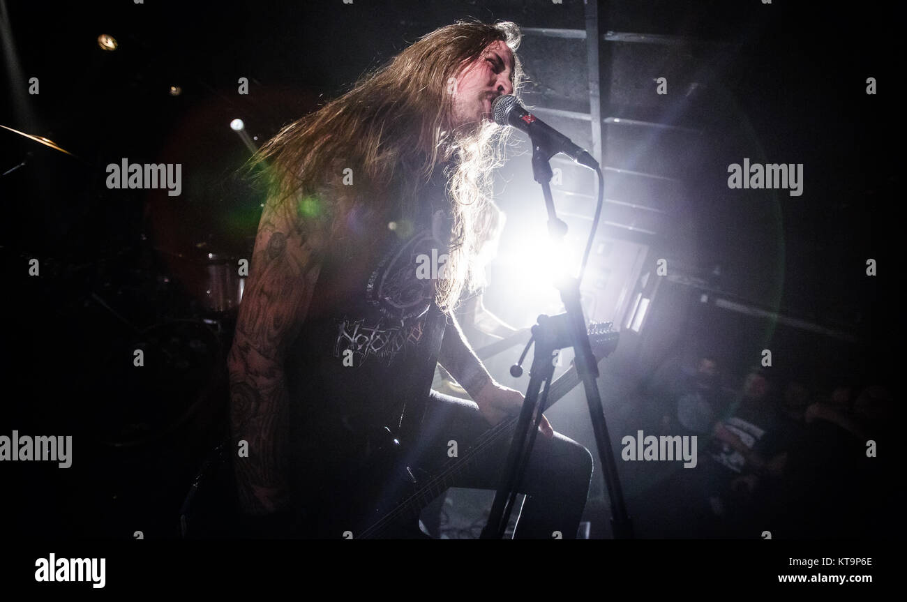 The American technical heavy metal band Black Tusk performs a live concert at Stengade in Copenhagen. Here vocalist and guitarist Andrew Fidler is seen live on stage. Denmark, 02/03 2015. Stock Photo
