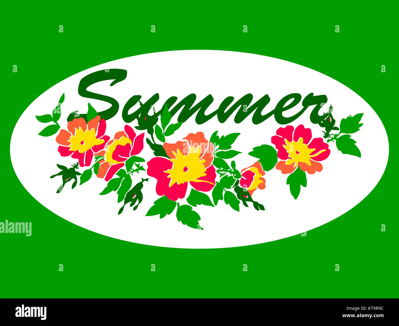 Vector round frame isolated with summer flowers in vintage style Stock ...