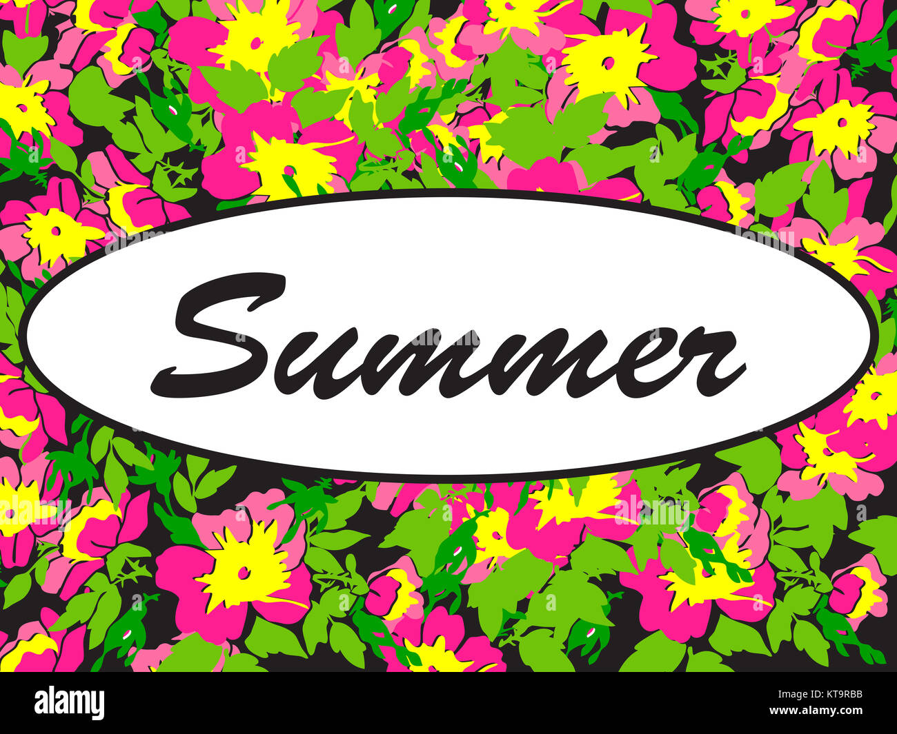 Vector round frame isolated with summer flowers in vintage style Stock ...
