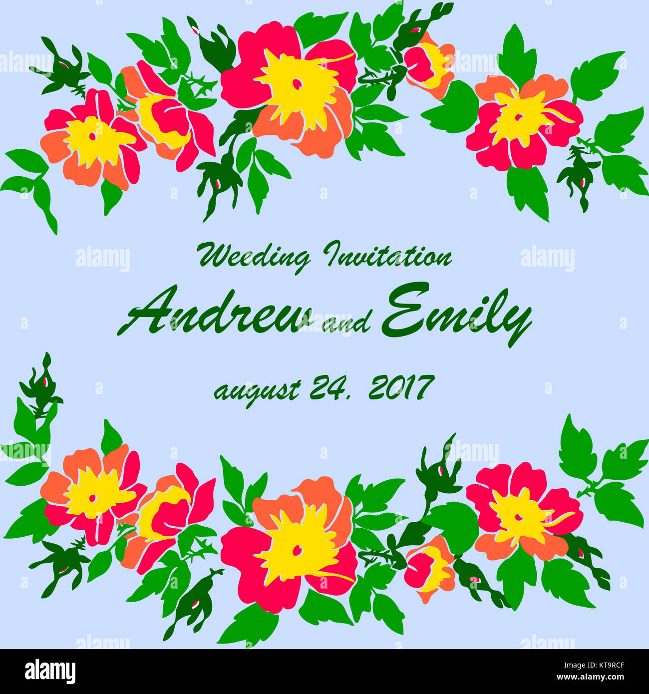 Vector round frame isolated with summer flowers in vintage style Stock ...