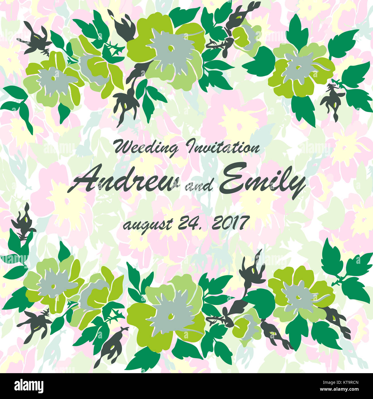 Vector round frame isolated with summer flowers in vintage style Stock ...
