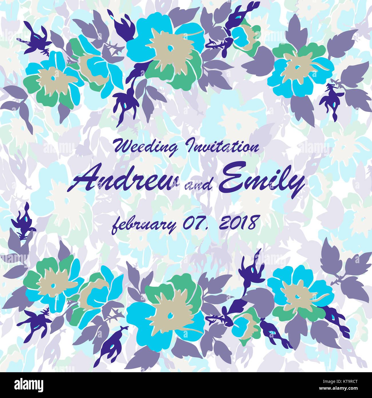 Vector round frame isolated with summer flowers in vintage style Stock ...