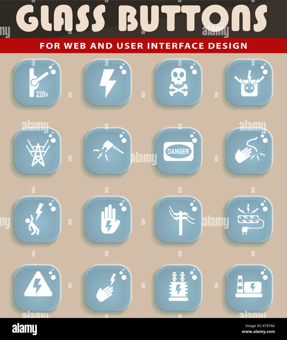 high voltage icon set Stock Photo - Alamy