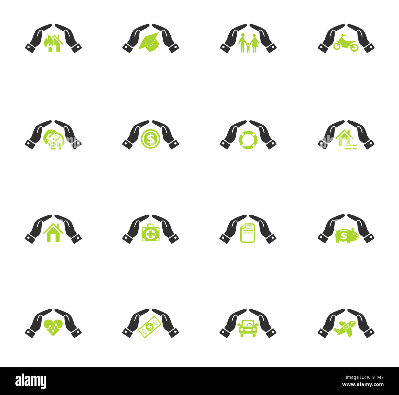 insurance hand icon set Stock Photo - Alamy