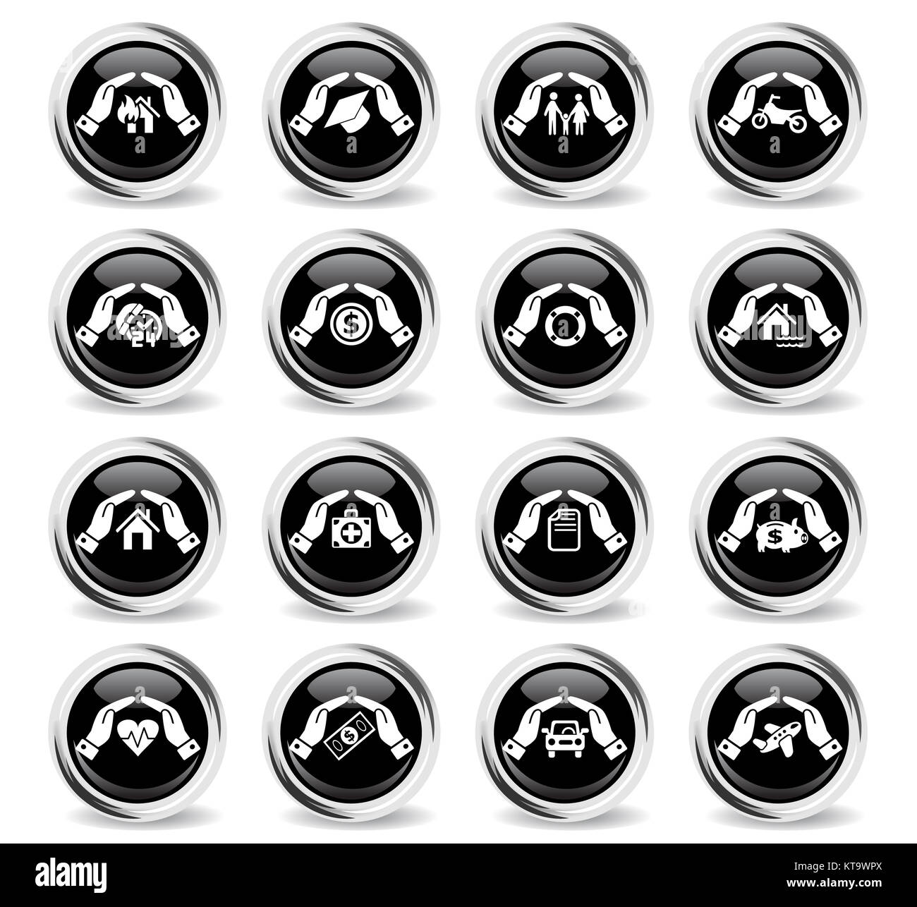 insurance hand icon set Stock Photo - Alamy