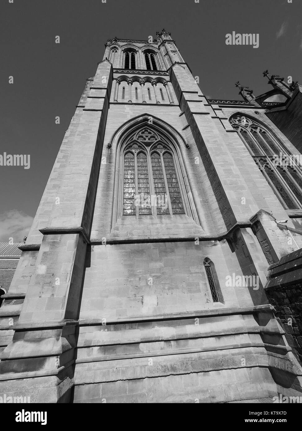 Bristol Cathedral in Bristol in black and white Stock Photo