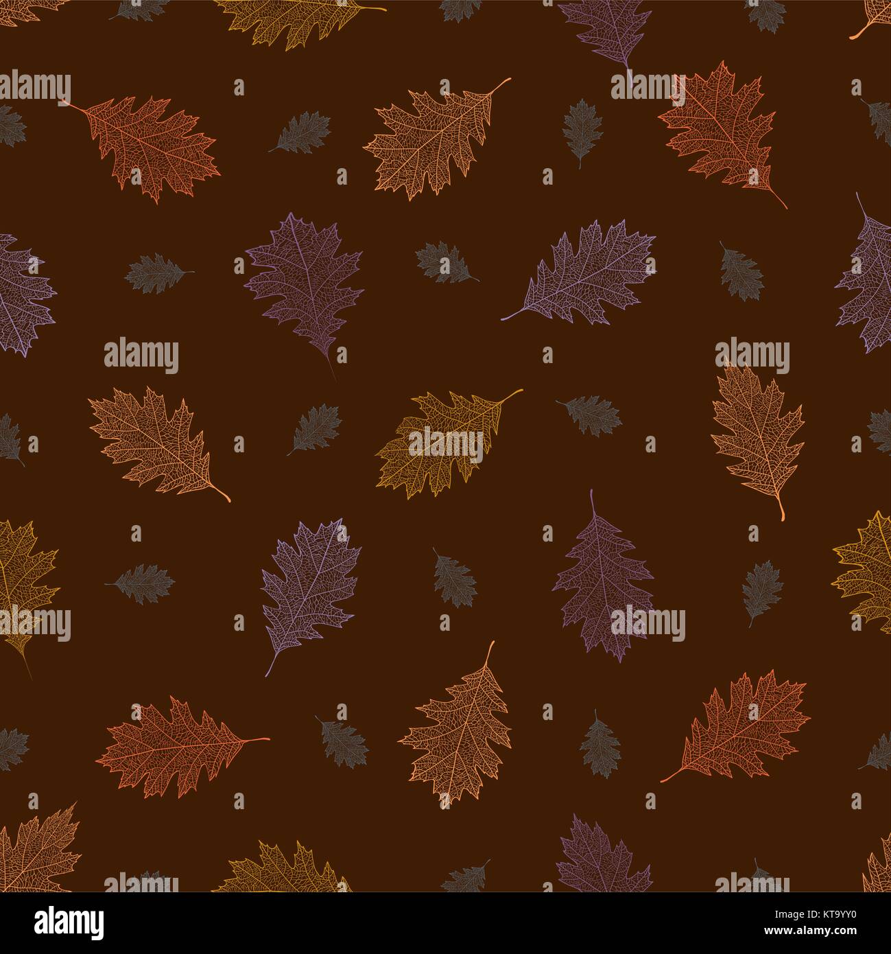 Seamless pattern from autumn vintage leaves of northern red oak on a ...